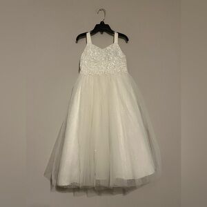 Chantilly Place Ivory Sparkly Flower Girl Formal Dress Size 5